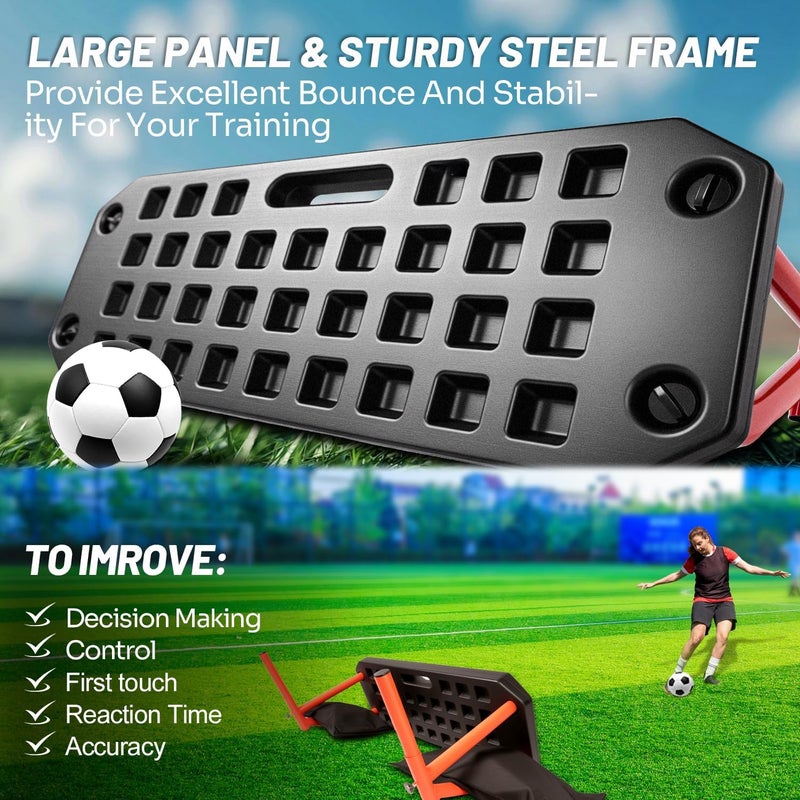 PLAYAPUT 6-in-1 Soccer Rebounder Board - Dual Surface Adjustable Angle Soccer Wall with 6 Training Modes for Passing, Control & Reflex - Portable Soccer Training Equipment with 2 Sandbags for All Players - Image 4